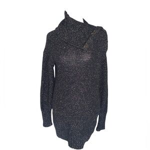 Brochu Walker Black Metallic Knit Sweater Wool Cashmere Blend